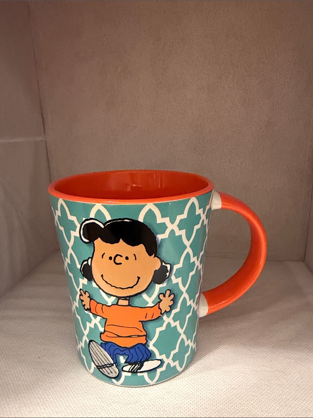 Peanuts Lucy Teal and Orange Ceramic Coffee Mug